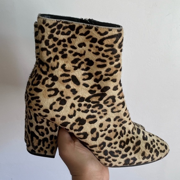 Halogen Abbi Block Heel Bootie size 6.5 with real fur printed calf hair - Picture 1 of 7